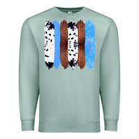Seafoam Western Farm Life Cowhide Wood Blue Glitter Brush Stroke Premium Sweatshirt - Bettercallsaul