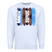 White Western Farm Life Cowhide Wood Blue Glitter Brush Stroke Premium Sweatshirt - Bettercallsaul