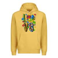 Antique Gold autism love Premium Hoodie - MaliasSmallBusiness