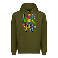 Army Green autism love Premium Hoodie - MaliasSmallBusiness