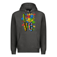 Charcoal Heather autism love Premium Hoodie - MaliasSmallBusiness