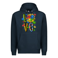 Navy autism love Premium Hoodie - MaliasSmallBusiness