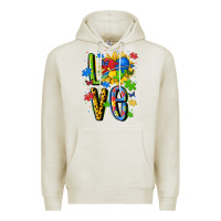 Oatmeal Heather autism love Premium Hoodie - MaliasSmallBusiness