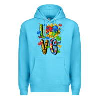 Ocean Blue autism love Premium Hoodie - MaliasSmallBusiness
