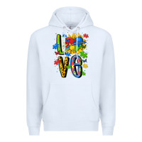 White autism love Premium Hoodie - MaliasSmallBusiness