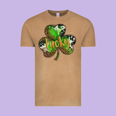 St. Patricks Day Lucky Shamrock Vintage Tee Designed By Barkaloodesign