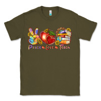 Army Green peace love teach Classic Tee - texasbilliewilder
