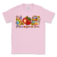 Bubblegum Pink peace love teach Classic Tee - texasbilliewilder