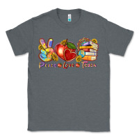 Charcoal Heather peace love teach Classic Tee - texasbilliewilder