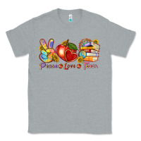 Heather Grey peace love teach Classic Tee - texasbilliewilder