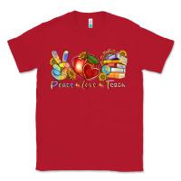 Red peace love teach Classic Tee - texasbilliewilder