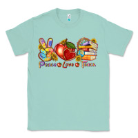Seafoam peace love teach Classic Tee - texasbilliewilder
