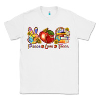 White peace love teach Classic Tee - texasbilliewilder