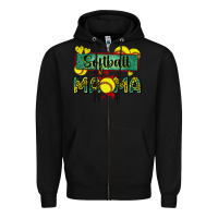 Black softball mama with leopard Zipper Hoodie - Zillion Design Studio