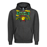 Charcoal Heather softball mama with leopard Zipper Hoodie - Zillion Design Studio