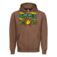 Chestnut softball mama with leopard Zipper Hoodie - Zillion Design Studio