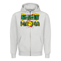 Dove Grey softball mama with leopard Zipper Hoodie - Zillion Design Studio