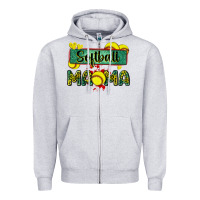 Heather Grey softball mama with leopard Zipper Hoodie - Zillion Design Studio
