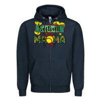 Navy softball mama with leopard Zipper Hoodie - Zillion Design Studio