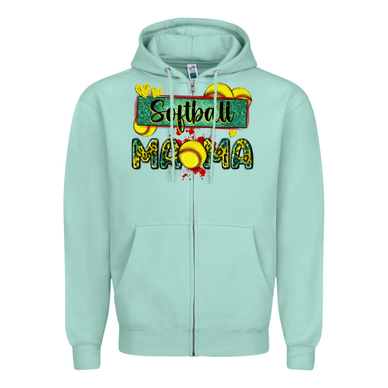 Softball Mama With Leopard Zipper Hoodie by Zillion Design Studio | Teevron