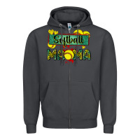Smoke softball mama with leopard Zipper Hoodie - Zillion Design Studio