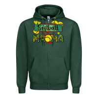 Sports Green softball mama with leopard Zipper Hoodie - Zillion Design Studio