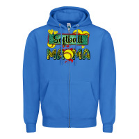 True Royal softball mama with leopard Zipper Hoodie - Zillion Design Studio