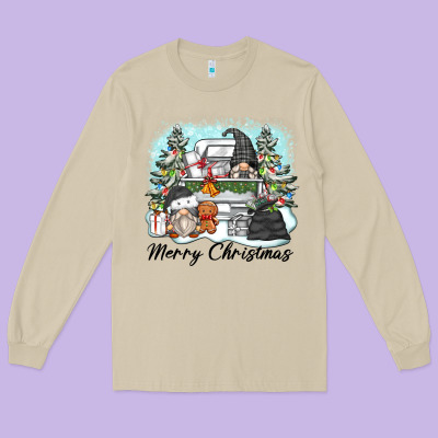 Merry Christmas Gnomes Long Sleeve Tee Designed By Zillion Design Studio