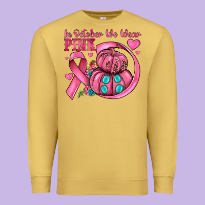 In October We Wear Pink Premium Sweatshirt Designed By Jahusdesignshop