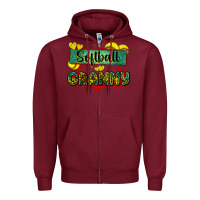 Burgundy softball granny with leopard Zipper Hoodie - Zillion Design Studio