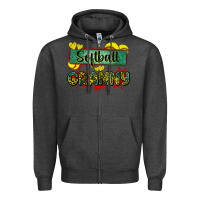 Charcoal Heather softball granny with leopard Zipper Hoodie - Zillion Design Studio