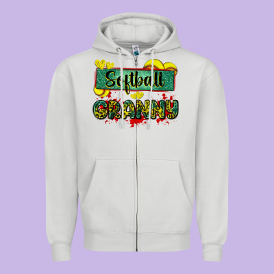 Softball Granny With Leopard Zipper Hoodie Designed By Zillion Design Studio