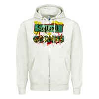 Oatmeal Heather softball granny with leopard Zipper Hoodie - Zillion Design Studio