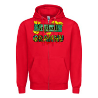 Red softball granny with leopard Zipper Hoodie - Zillion Design Studio