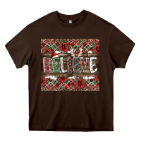 Chocolate Brown Believe Heavy Core Tee - CowhideDigitalArt