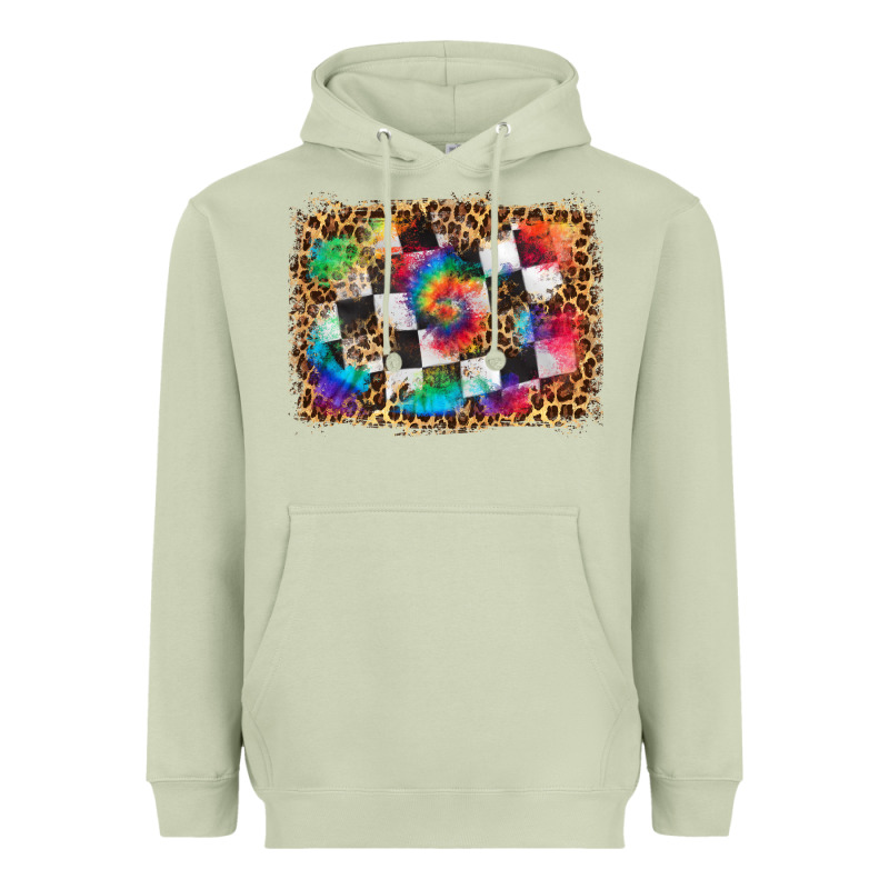 Race Leopard And Tie Dye Background Heavyweight Hoodie by HRA Design Shop | Teevron