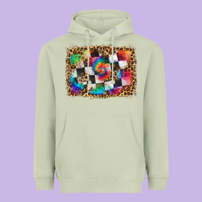 Race Leopard And Tie Dye Background Heavyweight Hoodie Designed By Hra Design Shop