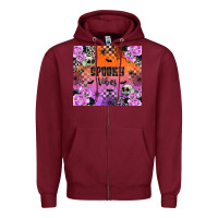 Burgundy spooky vibes Zipper Hoodie - texasbilliewilder