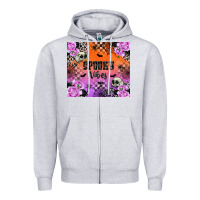 Heather Grey spooky vibes Zipper Hoodie - texasbilliewilder