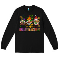 Black happy hallothanksmas gnomes Long Sleeve Tee - AdoDesignShop