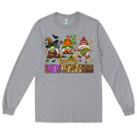 Heather Grey happy hallothanksmas gnomes Long Sleeve Tee - AdoDesignShop