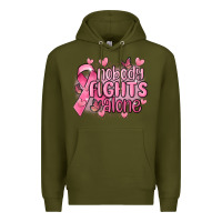 Army Green nobody fights alone cancer Premium Hoodie - MaliasSmallBusiness