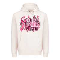Pale Pink nobody fights alone cancer Premium Hoodie - MaliasSmallBusiness
