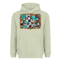 Matcha race leopard and gemstone background Heavyweight Hoodie - HRA Design Shop