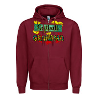 Burgundy softball grandma with leopard Zipper Hoodie - Zillion Design Studio