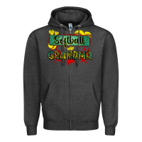 Charcoal Heather softball grandma with leopard Zipper Hoodie - Zillion Design Studio