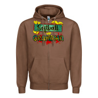 Chestnut softball grandma with leopard Zipper Hoodie - Zillion Design Studio