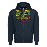 Navy softball grandma with leopard Zipper Hoodie - Zillion Design Studio