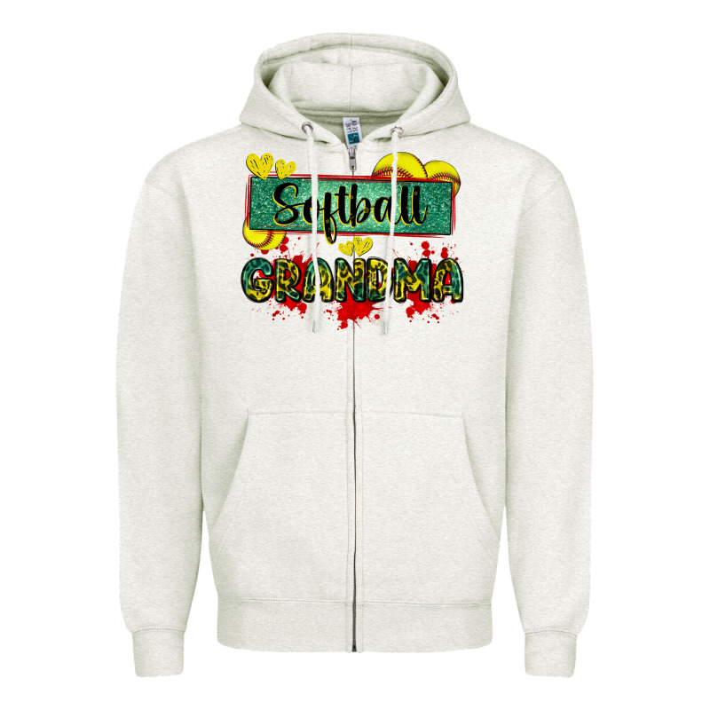 Softball Grandma With Leopard Zipper Hoodie by Zillion Design Studio | Teevron