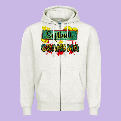 Softball Grandma With Leopard Zipper Hoodie Designed By Zillion Design Studio